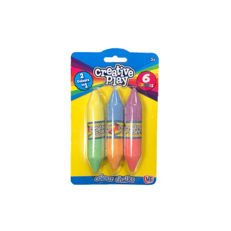 2 in 1 Coloured Chalks Pack of 3 1376577 (Parcel Rate)