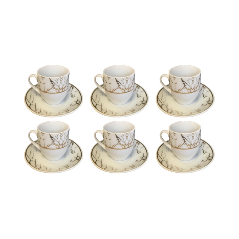 Coffee Espresso Cup Set with Saucers Set of 12 Assorted Designs 7522 (Parcel Plus Rate)