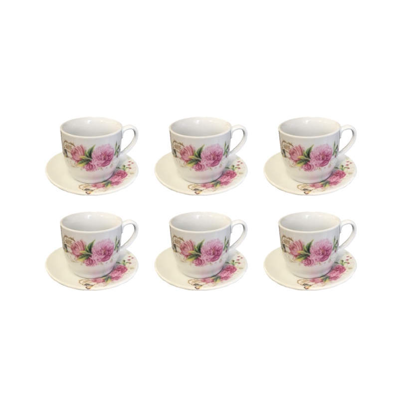 Coffee Espresso Cup Set with Saucers Set of 12 Assorted Designs 7525 (Parcel Plus Rate)