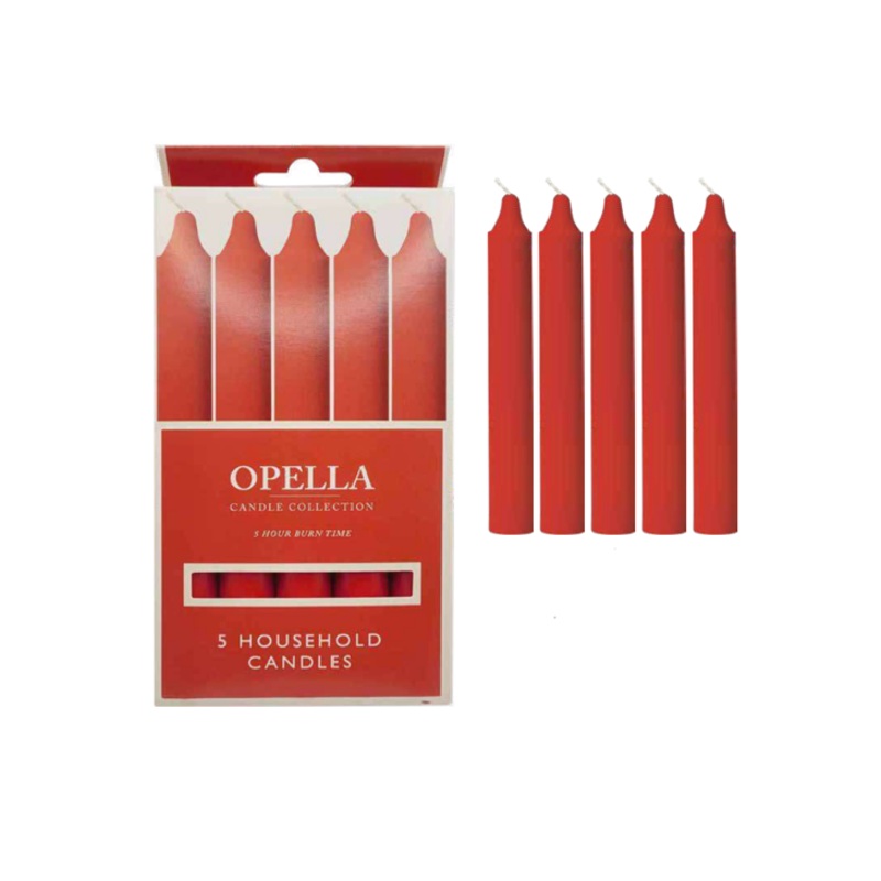 Opella Candle Pack of 5 Red OW5R / CD005 (Parcel Rate)