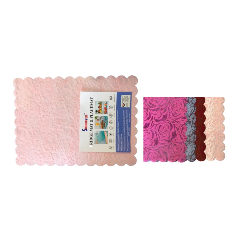 Table Placemat / Fridge Cupboard Liner with Scalloped Edge 30 x 42 cm Pack of 6 Assorted Colours and Designs 7483 (Parcel Rate)