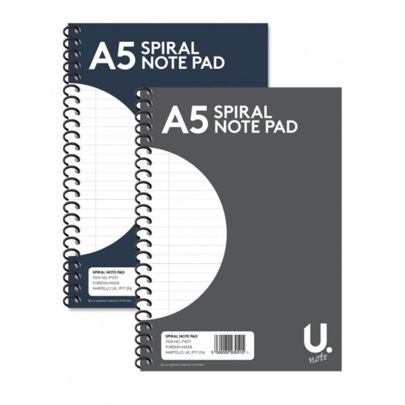 A5 Spiral Note Pad Assorted Colours P1017 (Large Letter Rate)