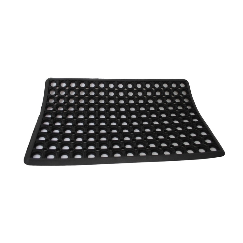 Black Rubber Door Mat with Holes 58 x 40 cm 0477 (Parcel Rate)