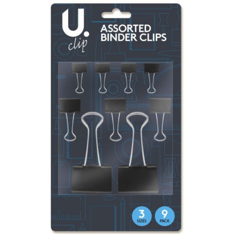 Paper Binder Clips Pack of 9 Assorted Sizes P2353 (Large Letter Rate)