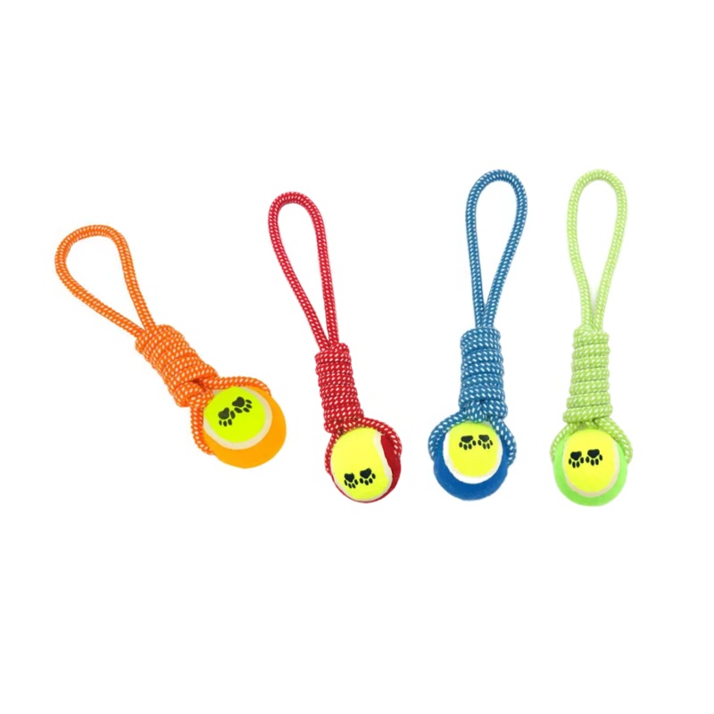 Pet Dog Toy Tennis Ball with Rope 36 cm Assorted Colours 7538 (Parcel Rate)