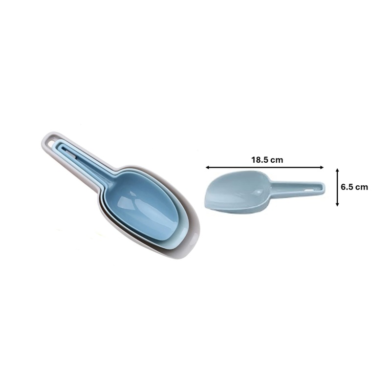 Plastic Dry Food Sweets Candy Scoop Shovel Set of 3 Assorted Colours 7603 (Parcel Rate)