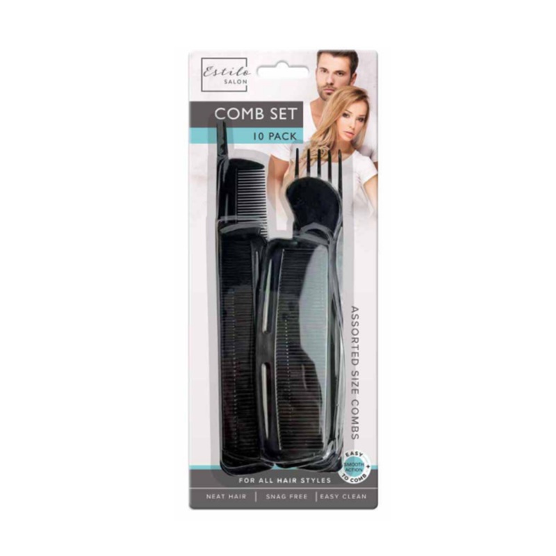 Plastic Hair Combs Pack of 10 Assorted Sizes HAIR3 (Parcel Rate)