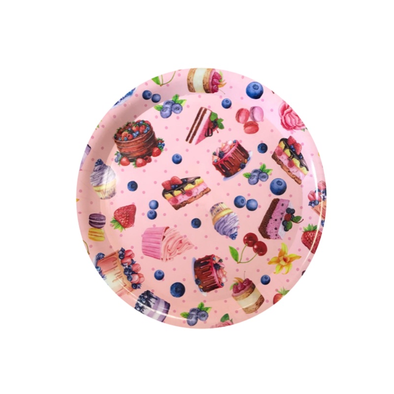 Plastic Round Serving Tray with Printed Design 30 cm Assorted Designs 7646 (Parcel Rate)