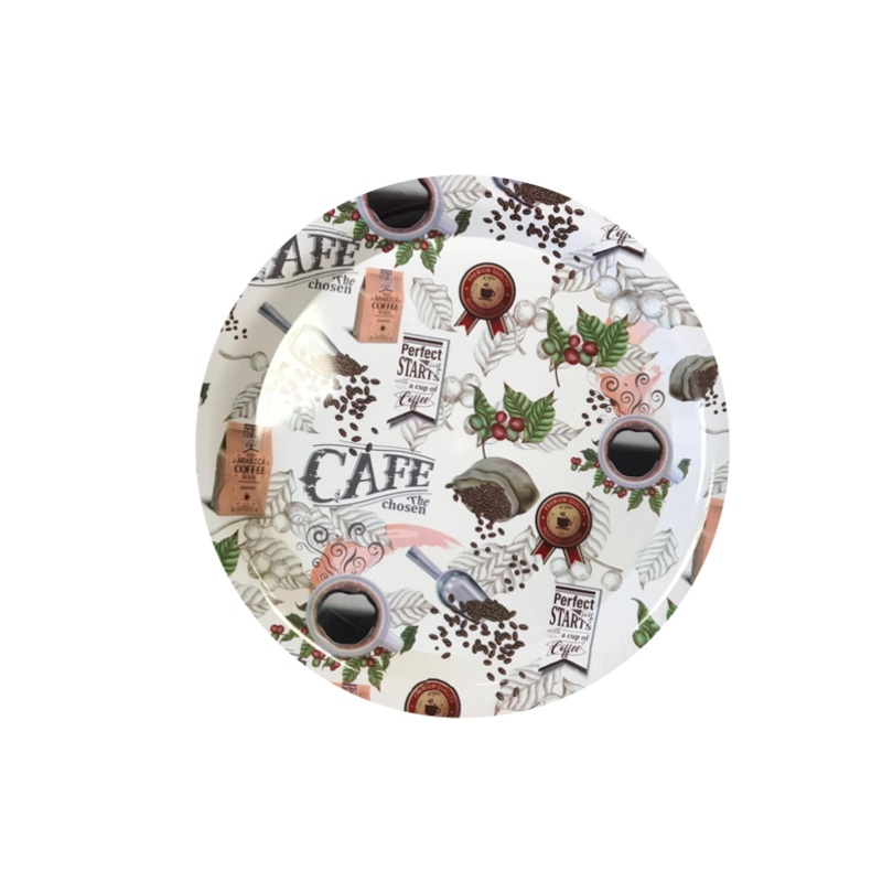 Plastic Round Serving Tray with Printed Design 38 cm Assorted Designs 7648 (Parcel Rate)