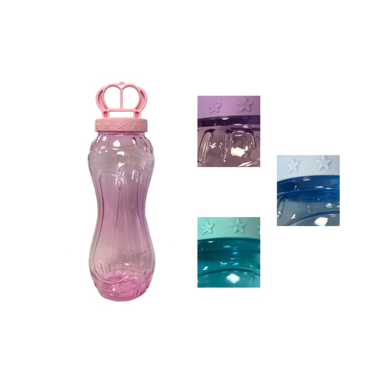 Plastic Water Bottle with Crown Cap Lid Design 19 x 6 cm Assorted Colours 7608 (Parcel Rate)