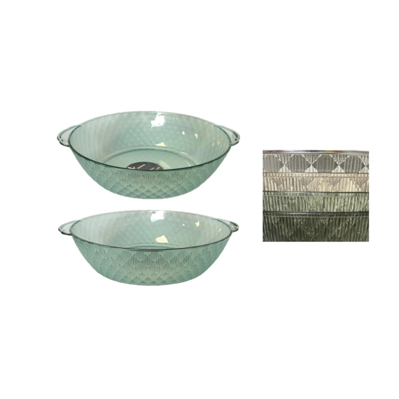 Round Diamond Patterned Fruit Serving Bowl with Handles 24 x 7 cm Assorted Colours 7615 (Parcel Rate)