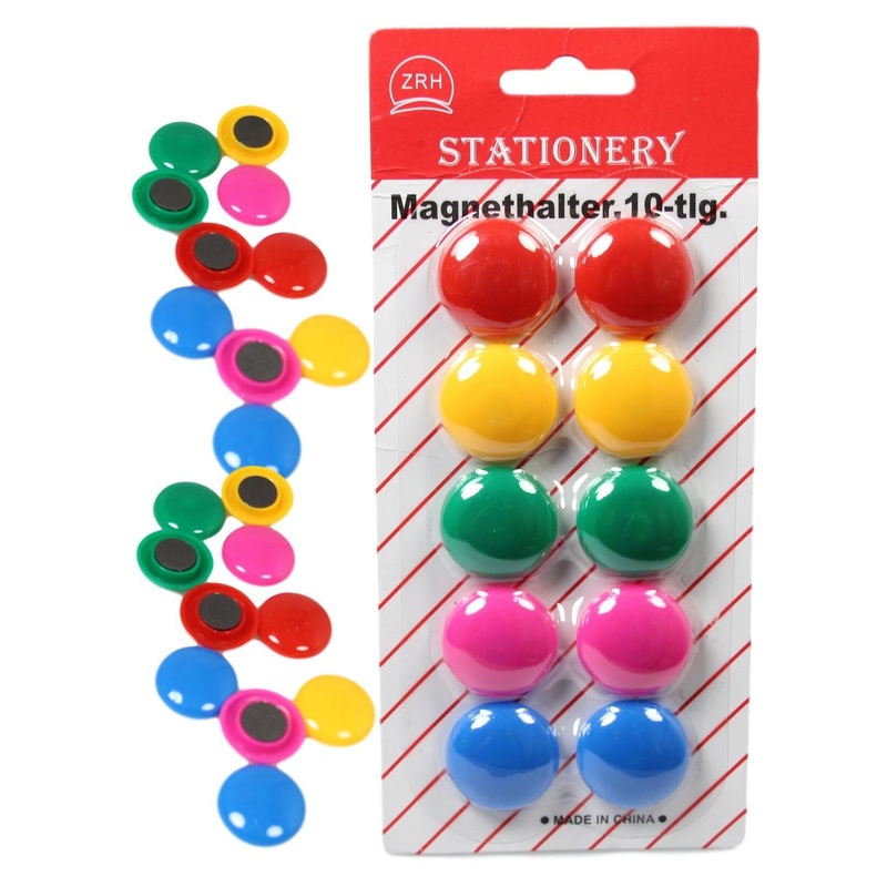 Round Fridge Freezer Magnets 2.7 cm Pack of 10 Assorted Colours 5210 (Large Letter Rate)