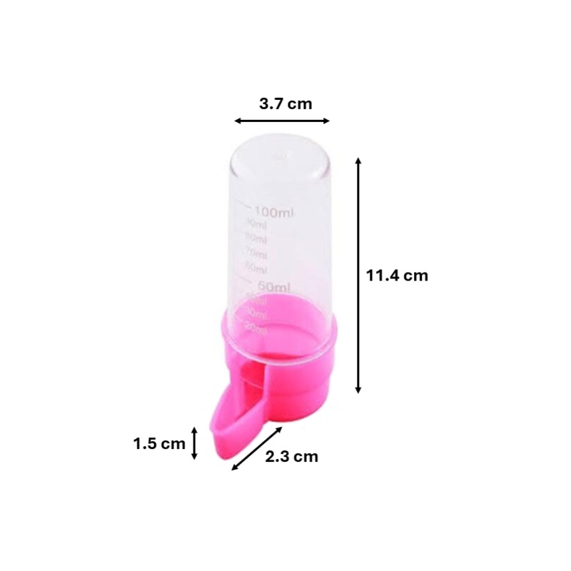 Small Plastic Bird Water / Feeder Bottle 100ml Assorted Colours 7540 (Parcel Rate)