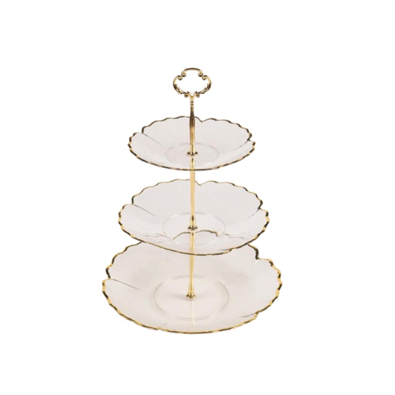 Transparent Plastic 3 Tiered Patisserie Afternoon High Tea Dessert Flower Petal Cake Stand 36 cm 7533 (Parcel Rate)