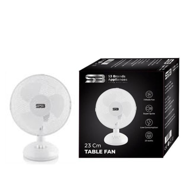 White Table Fan 9 Inch 23cm S31002 / F9  (Parcel Rate)