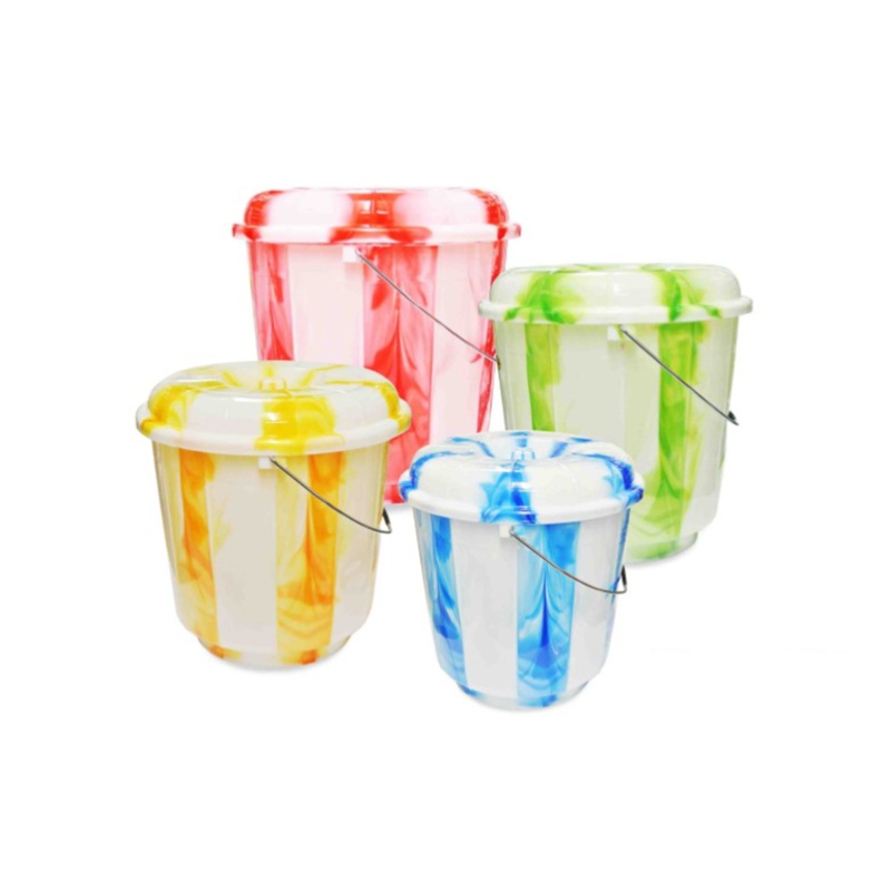 11 Litre Tie Dye Design Plastic Bucket with Lid Assorted Colours TS60989 (Big Parcel Rate)