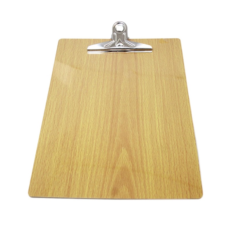 A4 Wooden Paper Menu Clipboard School Office Chrome Clip Wooden Clipboard 5925 (Parcel Rate)