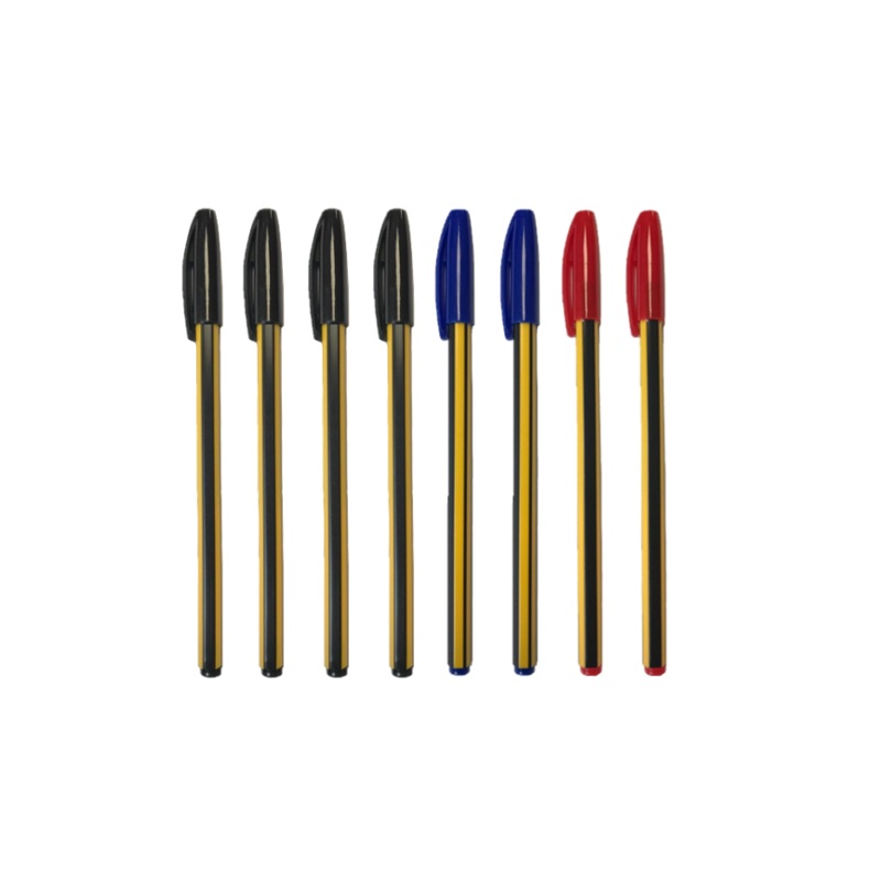 Ballpoint Pens with Pull Cap Pack of 8 Assorted Colours 7732 (Parcel Rate)