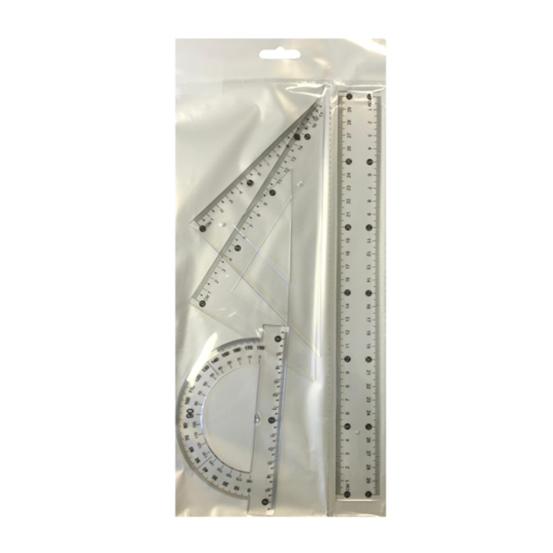 Maths Plastic Ruler and Geometry Set of 4 7734 (Large Letter Rate)