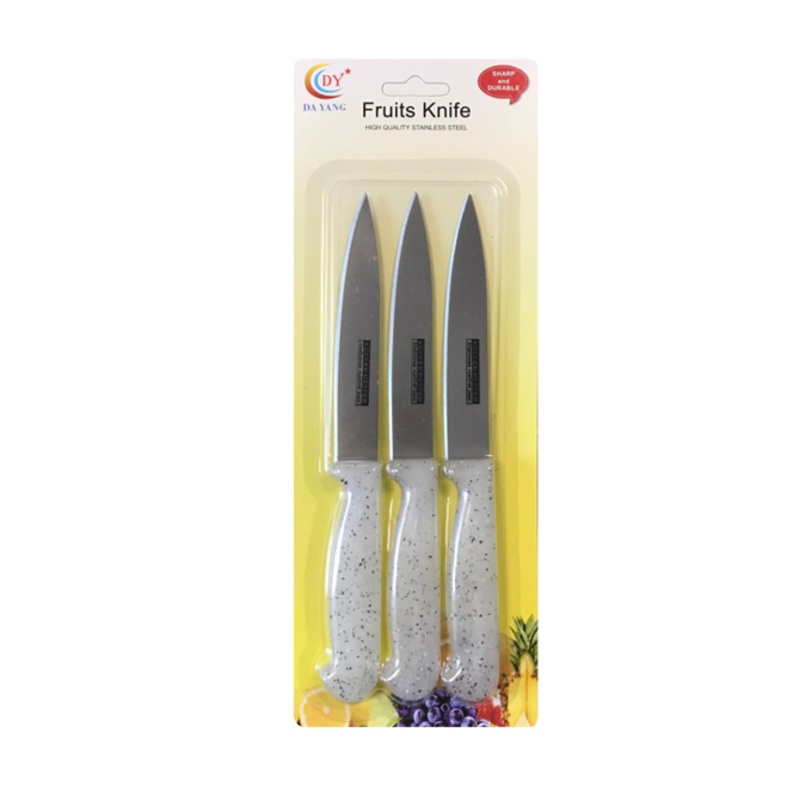 Metal Kitchen Fruit Knife 20.5 cm Pack of 3 Plastic Handle 7372 (Parcel Rate)