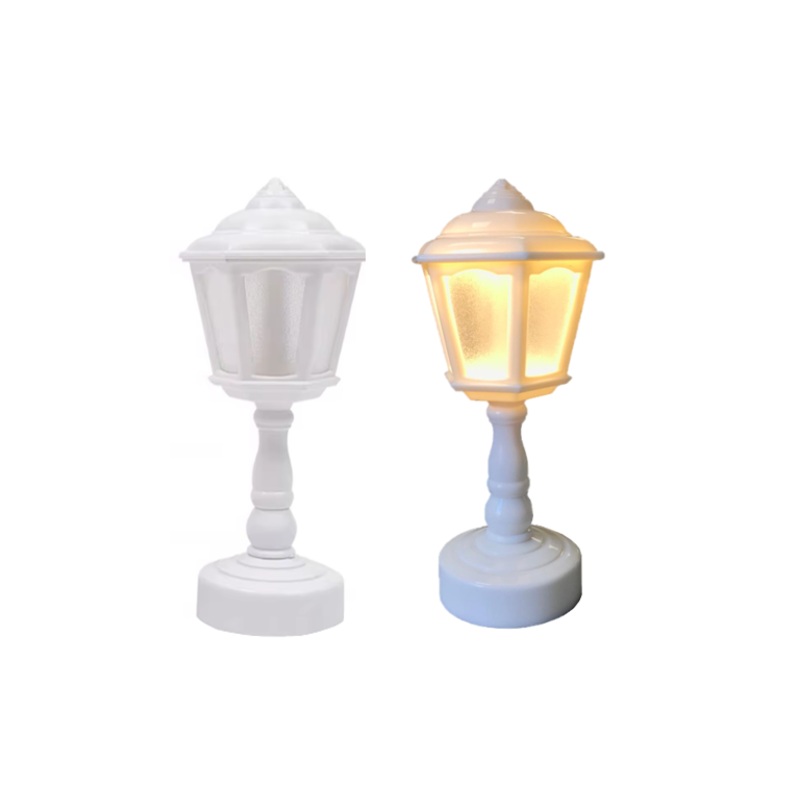Mini LED White Plastic Battery Operated Vintage Style Nightstand Table Lamp 6 x 6 x 13.5 cm 7720 (Parcel Rate)