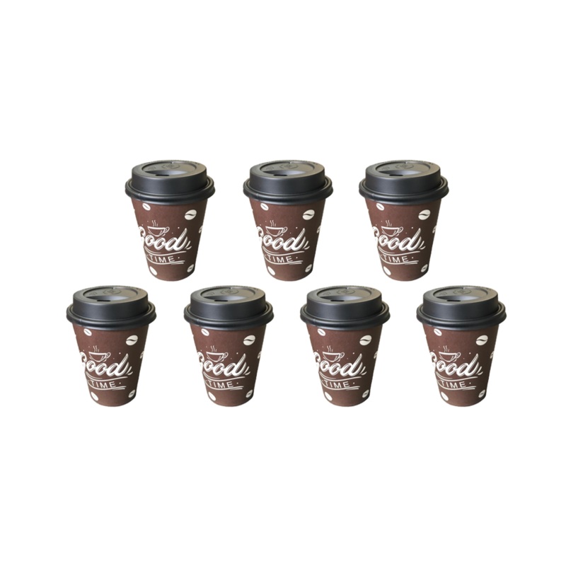 Paper Cup with Lid Printed Design 8oz Pack of 7 Assorted Designs 2209 (Parcel Rate)