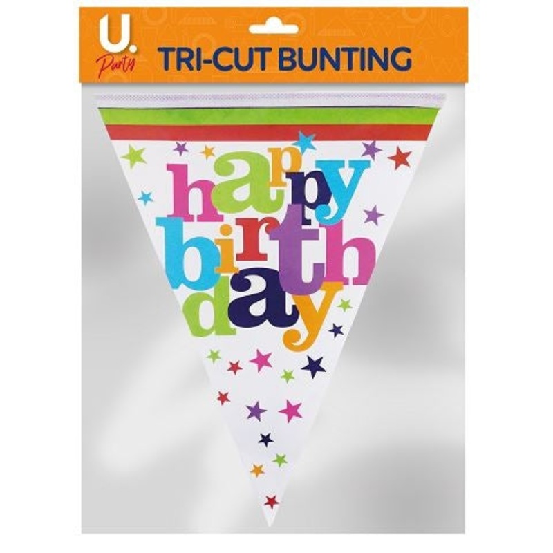 Paper Happy Birthday Tri Cut Bunting Banner Garland P2757 (Large Letter)