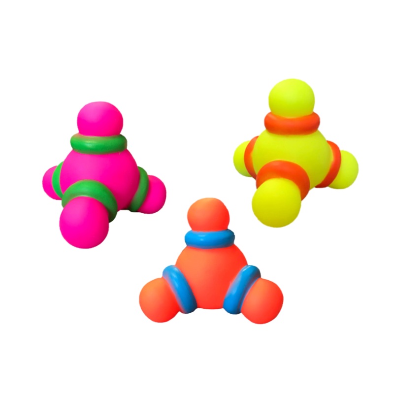 Pet Dog Toy Squeaky Atom Shaped Ball 8 cm Assorted Colours 7827 (Parcel Rate)