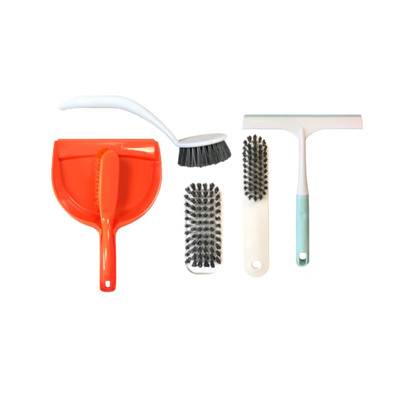 Plastic Cleaning Dustpan and Brush Set of 5 Assorted Colours 7813 (Parcel Rate)
