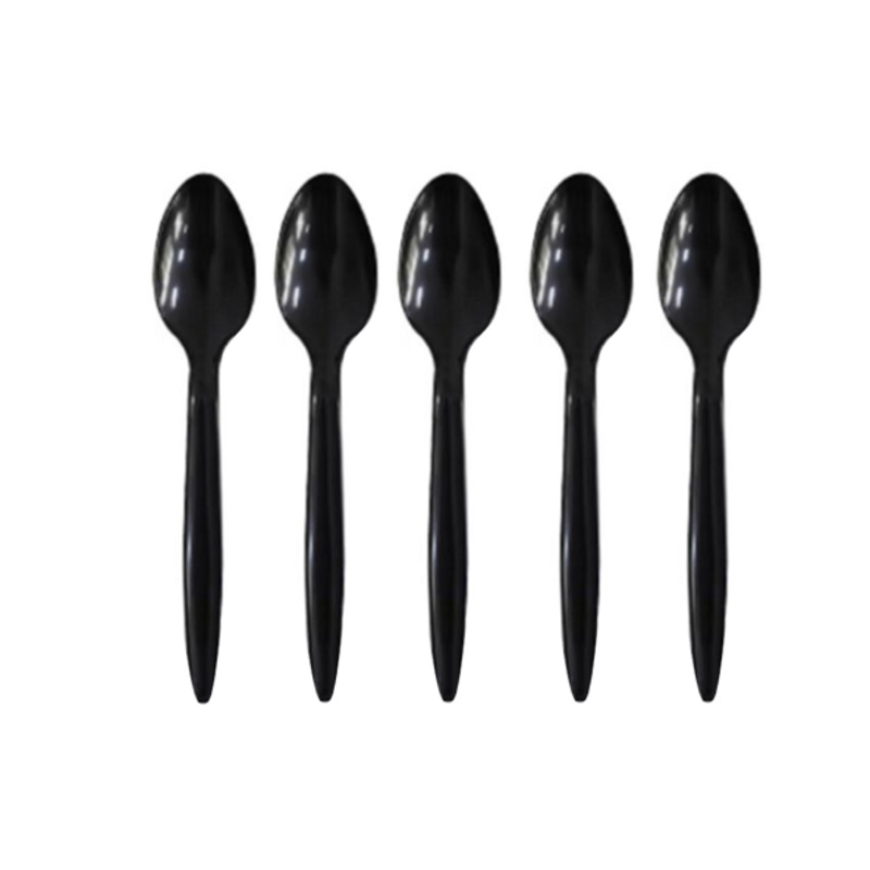 Reusable  Plastic Spoons Pack of 100 Black ST81546B (Parcel Rate)