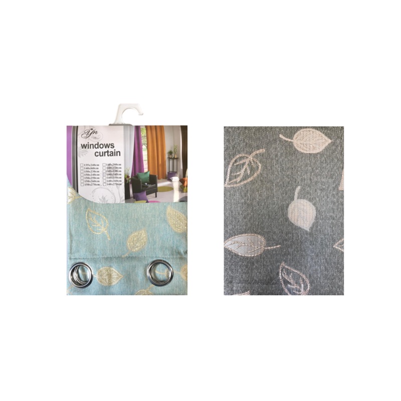 Room Fabric Window Curtain Jacquard Leaf Design 140 x 240 cm Assorted Colours 7704 (Parcel Rate)