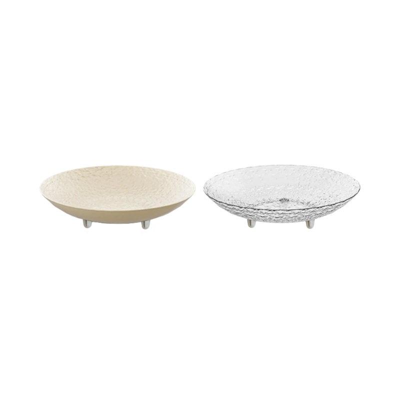 Round Plastic Fruit Bowl Serving Plate with Legs and Textured Design 33 x 7.5 cm Assorted Colours 7607 (Parcel Rate)
