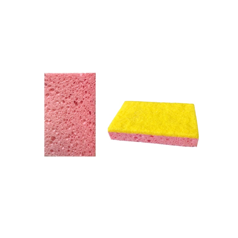 Wood Pulp Cotton Kitchen Cleaning Dish Scrubbing Sponge 11 x 7 x 1.9 cm Pack of 2 Assorted Colours 7429 (Parcel Rate)