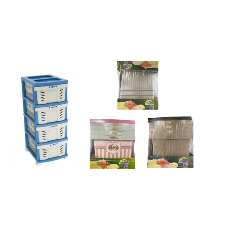 4 Tier Plastic Storage Drawer with Perforated Design 47 x 51 x 92cm Assorted Colours and Designs D152 / D213 / D153 / D151 (Big Parcel Rate)