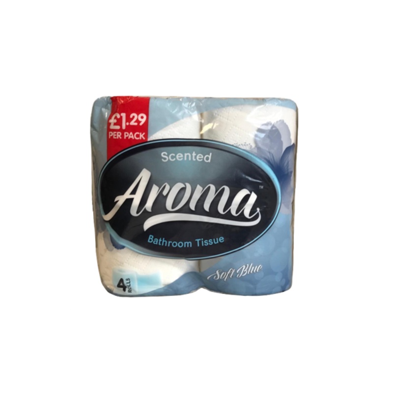 Aroma Bathroom Tissue Toilet Roll Scented Soft Blue Pack of 4 White AT114 / TR2 (Big Parcel Rate)