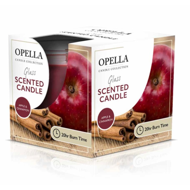 Opella Scented Candle In Glass Jar Apple and Cinnamon Fragrance 5 x 6.5 cm CDJARA (Parcel Rate)