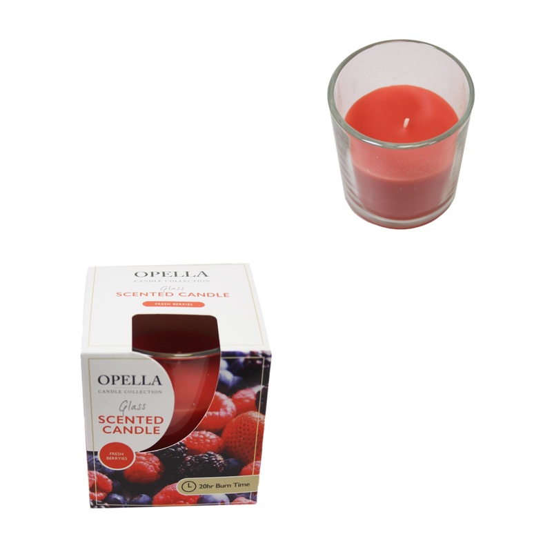 Opella Scented Candle In Glass Jar Fresh Berries Fragrance 5 x 6.5 cm CDJARB (Parcel Rate)