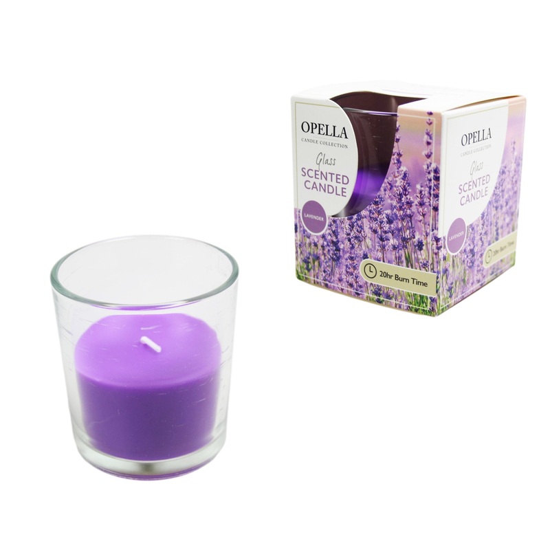 Opella Scented Candle In Glass Jar Lavender Fragrance 5 x 6.5 cm CDJARL (Parcel Rate)