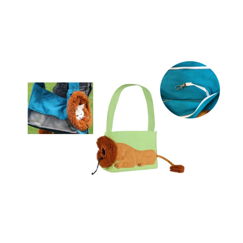 Pet Dog Cat Canvas Shoulder Tote Carrier Bag with Lion Design Assorted Colours 7793 (Parcel Rate)