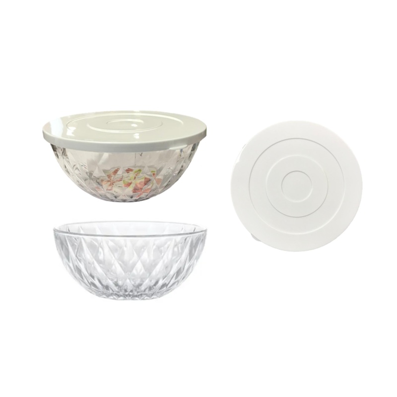 Plastic Food Storage Fruit Salad Bowl with Cover Lid 18.5 x 7.5 cm 7780 (Parcel Rate)