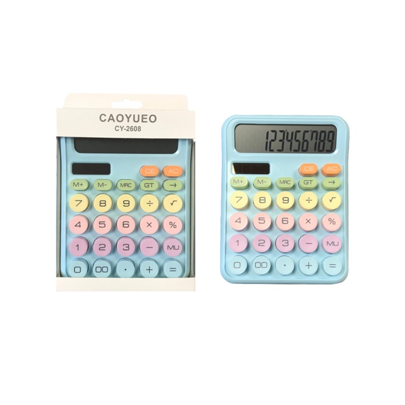 Plastic Pastel Round Button Calculator 15.5 x 12 cm Assorted Colours 7822 (Large Letter Rate)