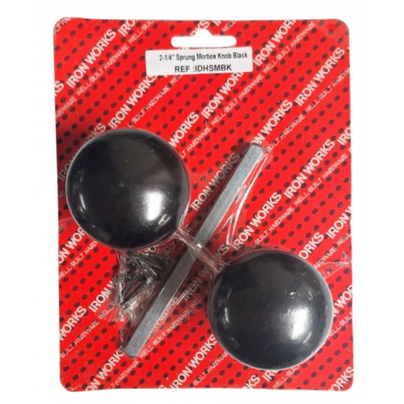 2 1/4″ Sprung Mortice Knob Handle Black 1 Pair 7345 (Parcel Rate)