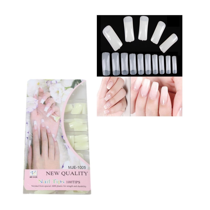 Artificial Fake Nail Extensions Square Tip for Acrylic Nail Art Tips Clear Pack of 100 5573 / 5574 (Large Letter Rate)