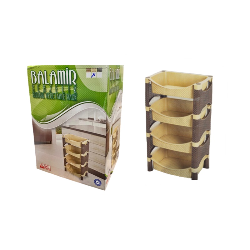 Balamir 4 Tier Plastic Kitchen Vegetable Fruit Storage Rack Assorted Colours D609 (Big Parcel Rate)