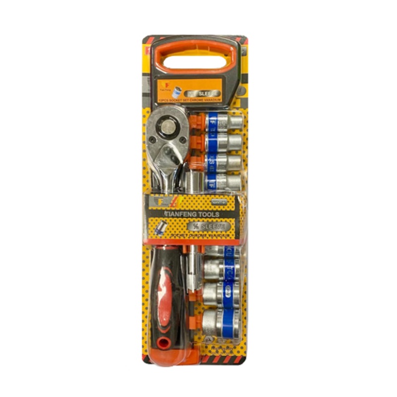 Metal Socket Wrench Set of 12 1/2 Sleeve 7366 (Parcel Rate)