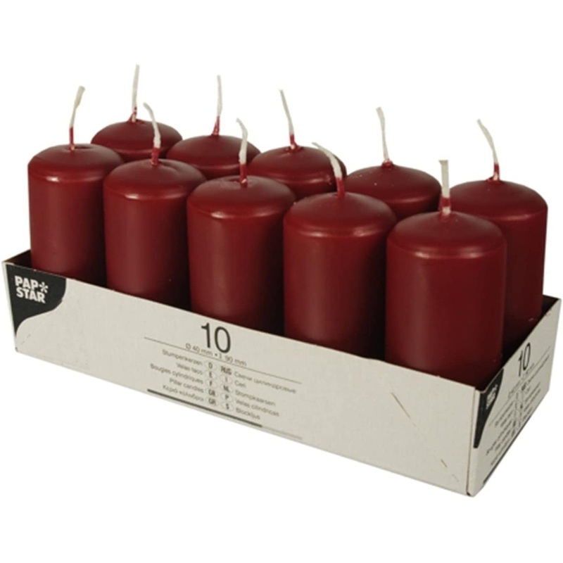 Pillar Candles 40 x 90mm Pack of 10 Burgundy 17914 (Parcel Rate)