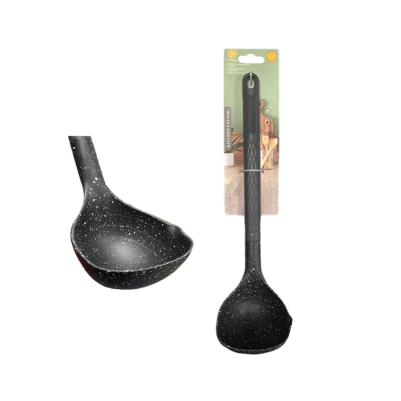 Plastic Cooking Ladle with Small Pouring Spout 9 x 32 cm Speckled Black SG3005 (Parcel Rate)
