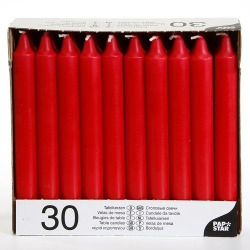 Table Candles 8″ Pack of 30 Red 13700 (Parcel Rate)