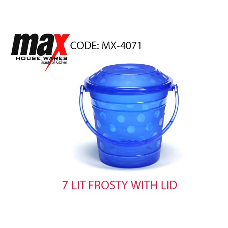 7 Litre Frosted Bucket With Handle And Lid Kitchen Home MX4071 (Parcel Rate)