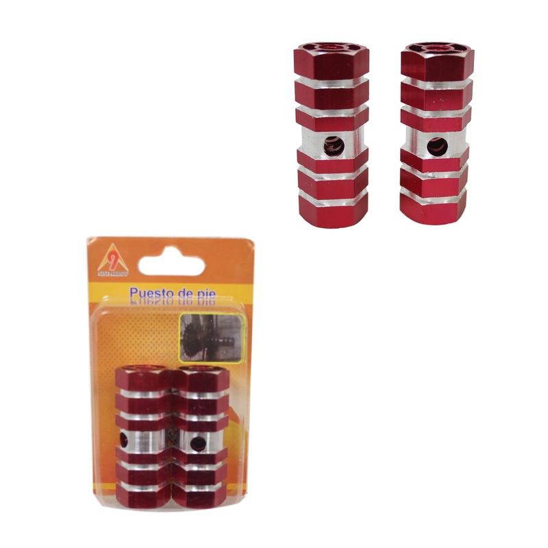 Aluminium Striped Bike Bicycle Pedal Foot Rest Axle Peg 7 x 2.3cm Pack of 2 Assorted Colours 1861 (Parcel Rate)